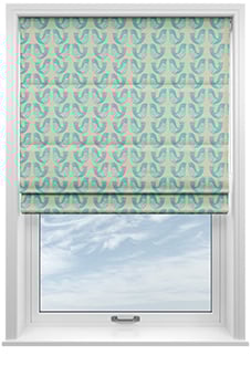 Scandi Birds, Aqua - Twist&Fit Roman Blind